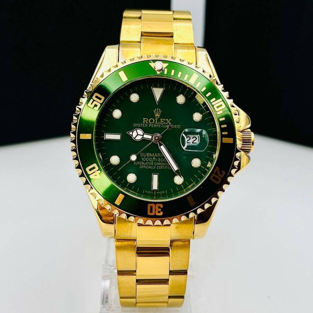 Relógio Rolex 1ª Linha Submariner Dourado e Verde